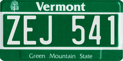 VT license plate ZEJ541