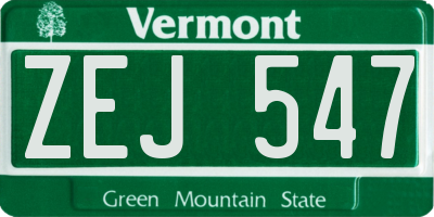 VT license plate ZEJ547
