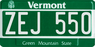 VT license plate ZEJ550