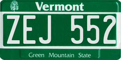 VT license plate ZEJ552