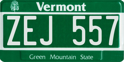 VT license plate ZEJ557