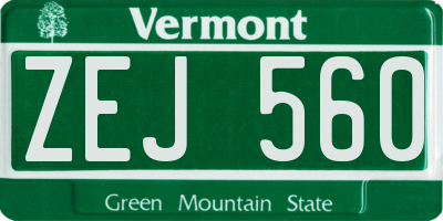 VT license plate ZEJ560