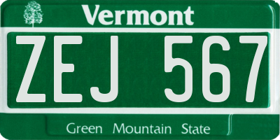 VT license plate ZEJ567