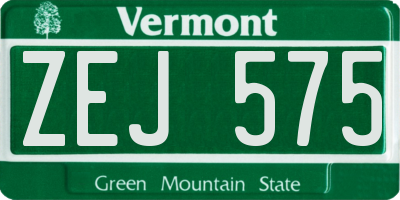 VT license plate ZEJ575