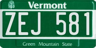 VT license plate ZEJ581