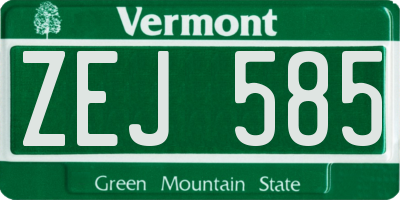 VT license plate ZEJ585