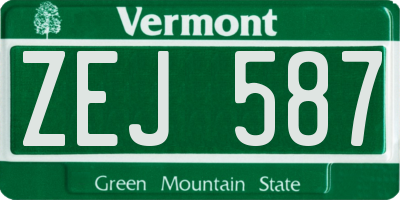 VT license plate ZEJ587