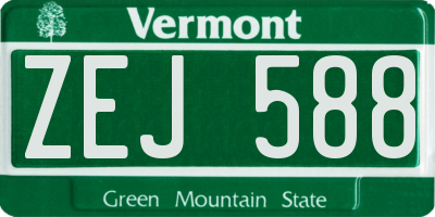 VT license plate ZEJ588