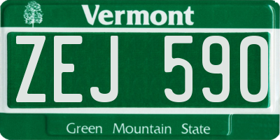 VT license plate ZEJ590