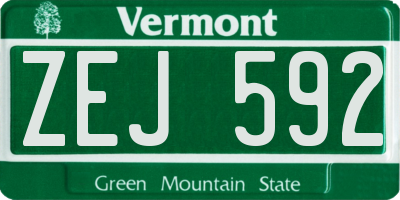 VT license plate ZEJ592