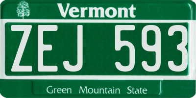 VT license plate ZEJ593