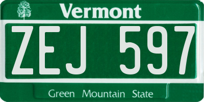 VT license plate ZEJ597