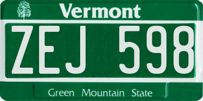 VT license plate ZEJ598