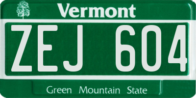 VT license plate ZEJ604
