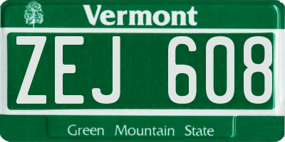 VT license plate ZEJ608