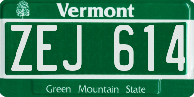 VT license plate ZEJ614