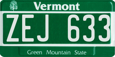 VT license plate ZEJ633