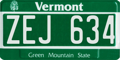 VT license plate ZEJ634