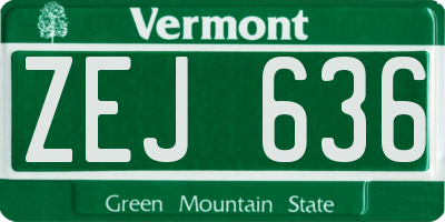 VT license plate ZEJ636