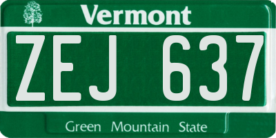 VT license plate ZEJ637