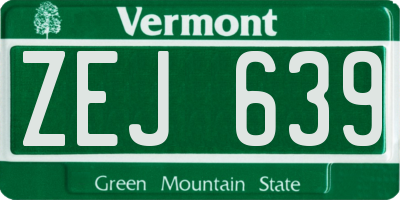 VT license plate ZEJ639