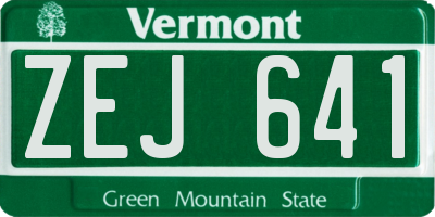 VT license plate ZEJ641