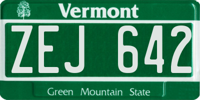 VT license plate ZEJ642
