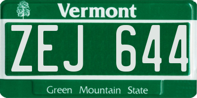VT license plate ZEJ644