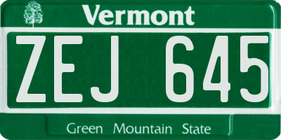 VT license plate ZEJ645