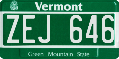 VT license plate ZEJ646