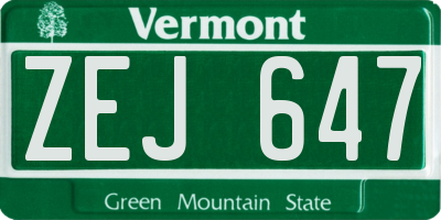 VT license plate ZEJ647
