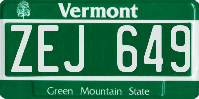 VT license plate ZEJ649