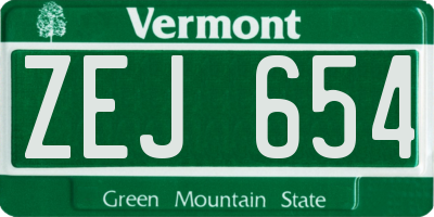 VT license plate ZEJ654