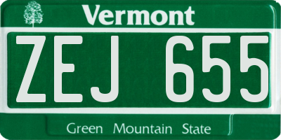 VT license plate ZEJ655