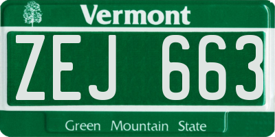 VT license plate ZEJ663