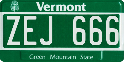 VT license plate ZEJ666