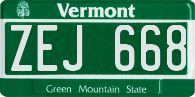 VT license plate ZEJ668