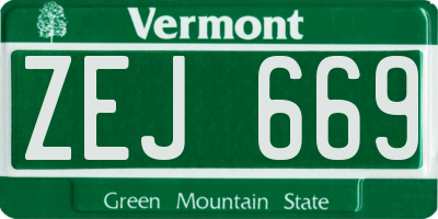 VT license plate ZEJ669