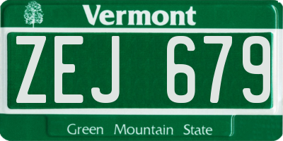 VT license plate ZEJ679