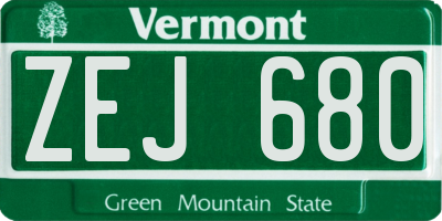 VT license plate ZEJ680