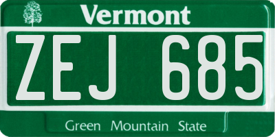 VT license plate ZEJ685