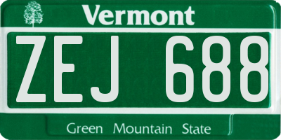 VT license plate ZEJ688