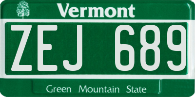 VT license plate ZEJ689