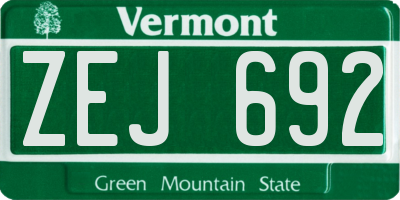 VT license plate ZEJ692
