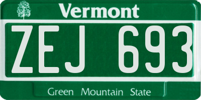 VT license plate ZEJ693