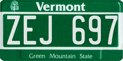 VT license plate ZEJ697
