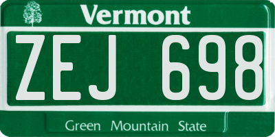 VT license plate ZEJ698