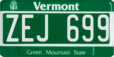 VT license plate ZEJ699