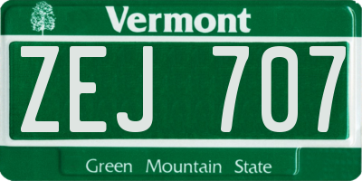 VT license plate ZEJ707
