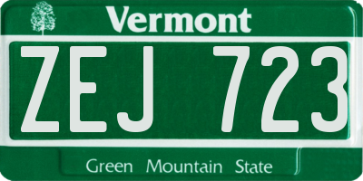VT license plate ZEJ723
